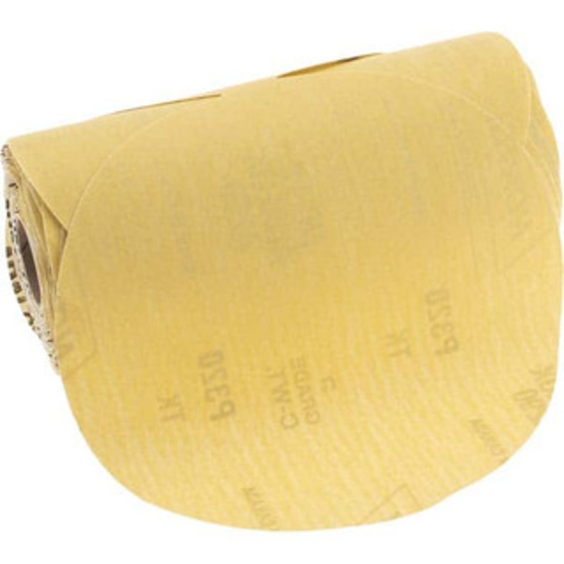 Norton 6 Diam, 320 Grit Aluminum Oxide Adhesive PSA Disc Very Fine Grade, Gold, C Weighted Backing, Flexible 66261149834 – 95249389
