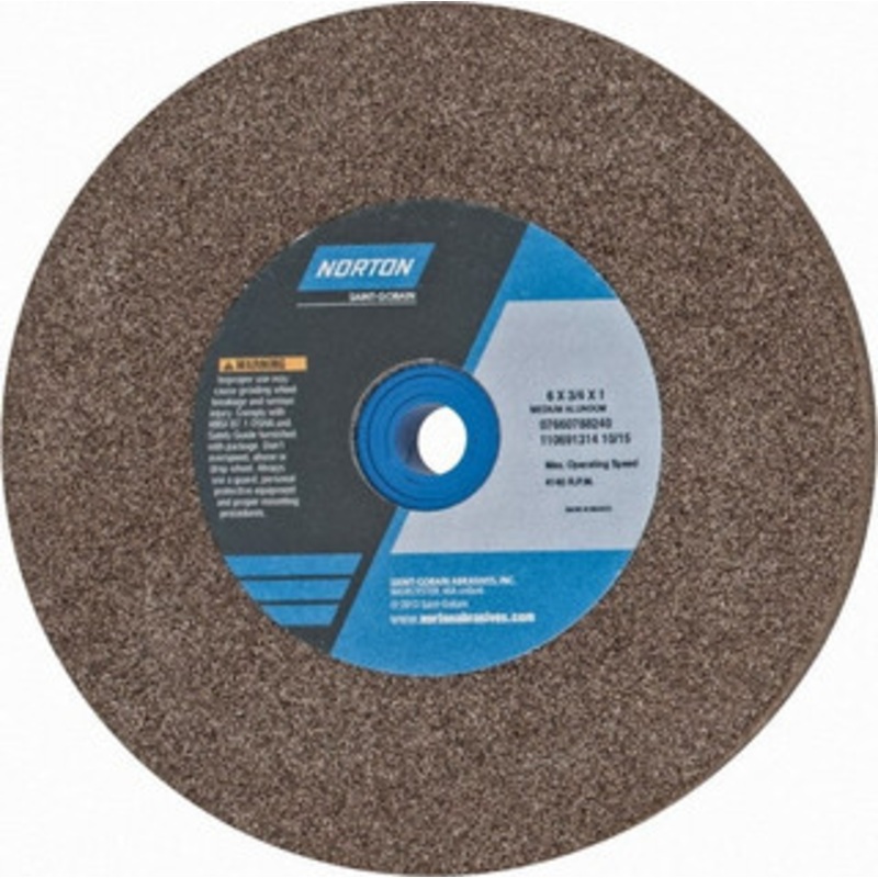 Norton 60/80 Grit Aluminum Oxide Bench & Pedestal Grinding Wheel 6 Diam x 1 Hole x 3/4 Thick, 4140 Max RPM, Medium Grade 07660788240 – 75941237