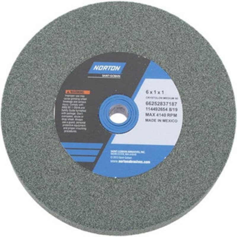 Norton 60 Grit Silicon Carbide Bench & Pedestal Grinding Wheel 6 Diam x 1 Hole x 1 Thick, 4140 Max RPM, Medium Grade 66252837187 – 75942193