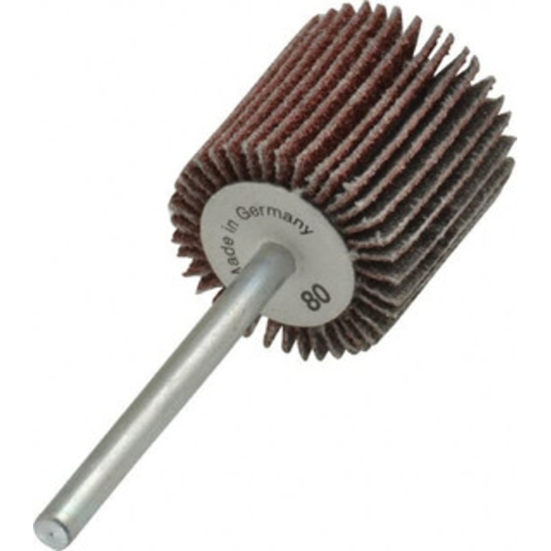 Value Collection 3/4 Diam x 3/4 Face Width, Medium Aluminum Oxide Coated Mounted Flap Wheel 1/8 Shank Mount, 80 Grit, X Weighted Cloth Backing, 35,000 Max RPM 112145 – 05096748