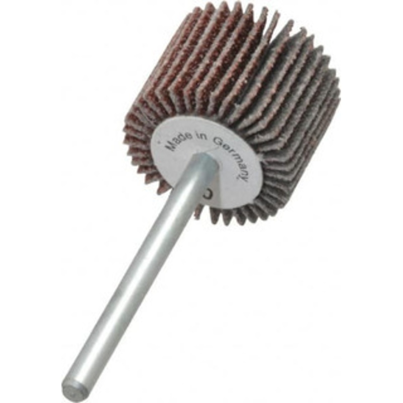 Value Collection 3/4 Diam x 5/8 Face Width, Medium Aluminum Oxide Coated Mounted Flap Wheel 1/8 Shank Mount, 80 Grit, X Weighted Cloth Backing, 35,000 Max RPM 112125 – 05096649