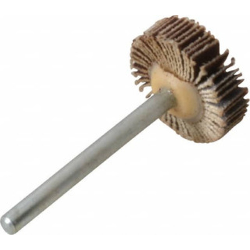 Merit Abrasives 3/4 Diam x 3/16 Face Width, Very Fine Aluminum Oxide Coated Mounted Flap Wheel 1/8 Shank Mount, 240 Grit, Cloth Backing, 35,000 Max RPM 08834137554 – 84400795