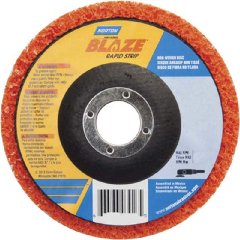 Norton 4-1/2 Extra Coarse Grade Aluminum Oxide/Ceramic Deburring Disc 7/8 Center Hole, Arbor Connection, Orange, 12,000 Max RPM 66623303783 – 70469432