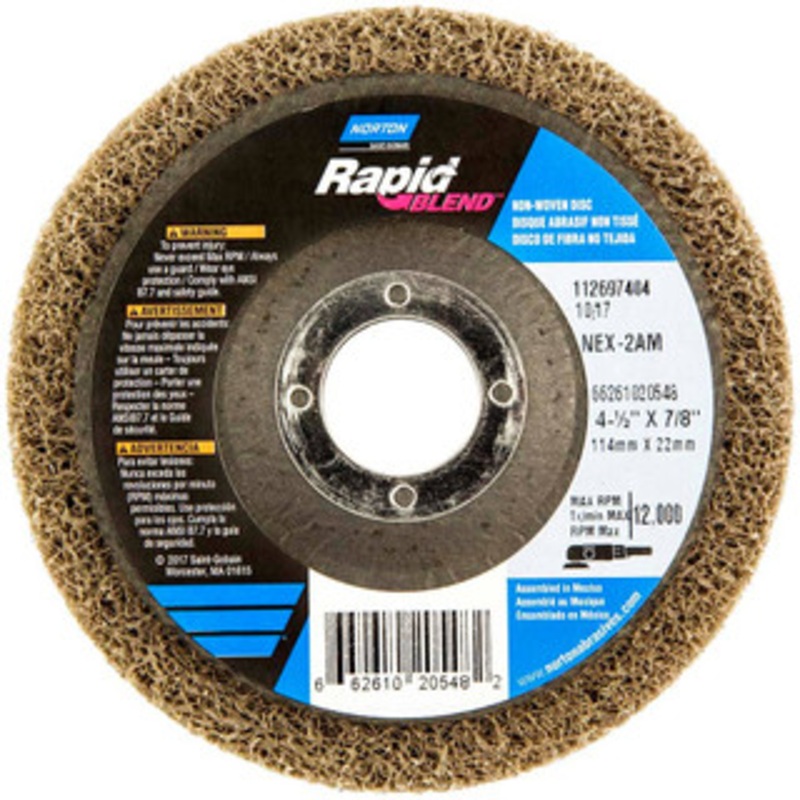 Norton 4-1/2 Medium Grade Aluminum Oxide Deburring Disc 7/8 Center Hole, Arbor Connection 66261020548 – 30454474
