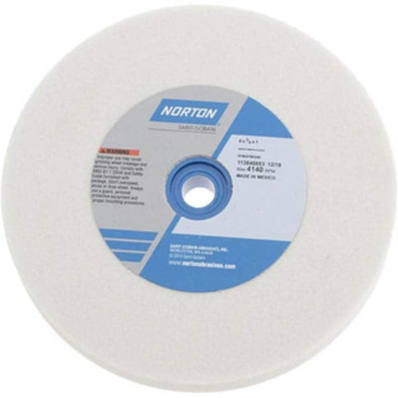 Norton 60 Grit Aluminum Oxide Bench & Pedestal Grinding Wheel 6 Diam x 1 Hole x 3/4 Thick, 4140 Max RPM, J Hardness, Medium Grade , Vitrified Bond 07660788246 – 07554629
