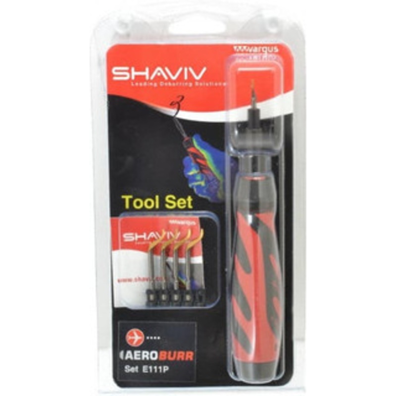 Shaviv 7 Piece Hand Deburring Tool Set Blade Type E111P, Holder Type E, For Straight Edges, Hole Edges, Hole Inner Surfaces, Flat Surfaces 155-00232 – 51538338