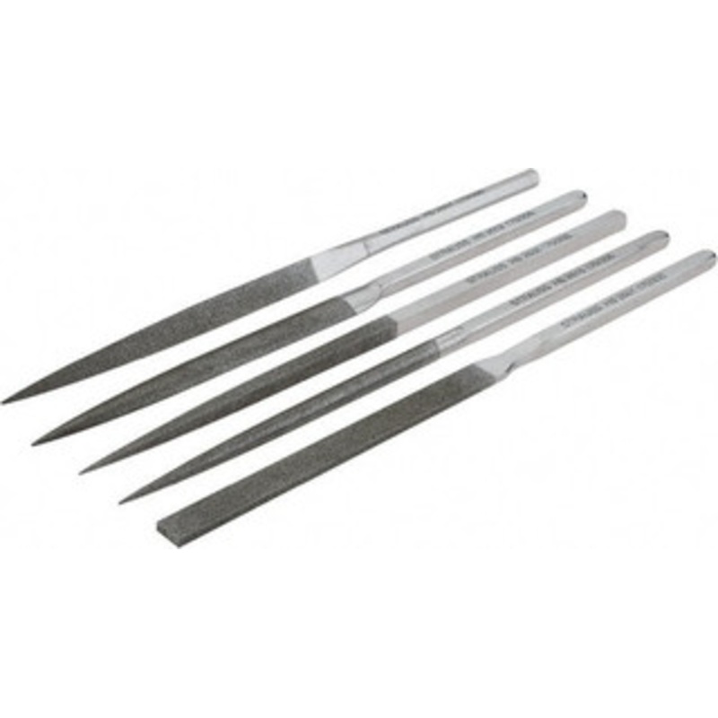 Strauss & Co. 5 Piece Diamond Pattern File Set 8-1/2 Long, Fine Coarseness, Set Includes Equalling, Half Round, Round, Square, Three Square HB2627 D91 – 05233192