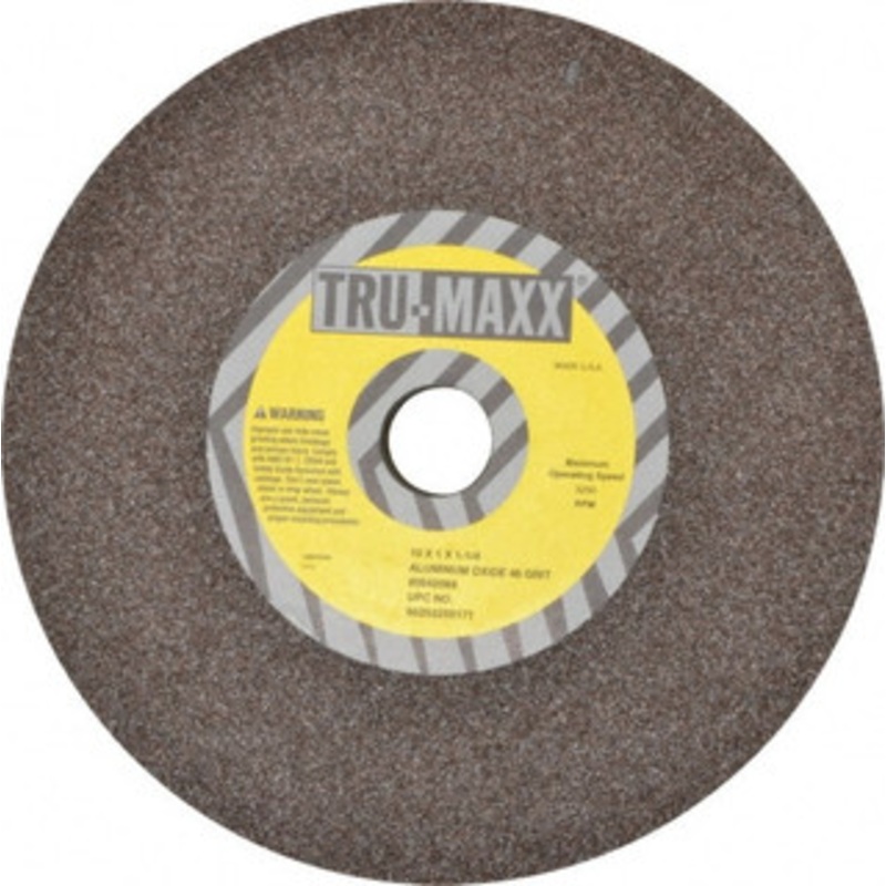 Tru-Maxx 46 Grit Aluminum Oxide Bench & Pedestal Grinding Wheel 10 Diam x 1-1/4 Hole x 1 Thick, 3250 Max RPM, P Hardness, Coarse Grade , Vitrified Bond 66253255171 – 85642098