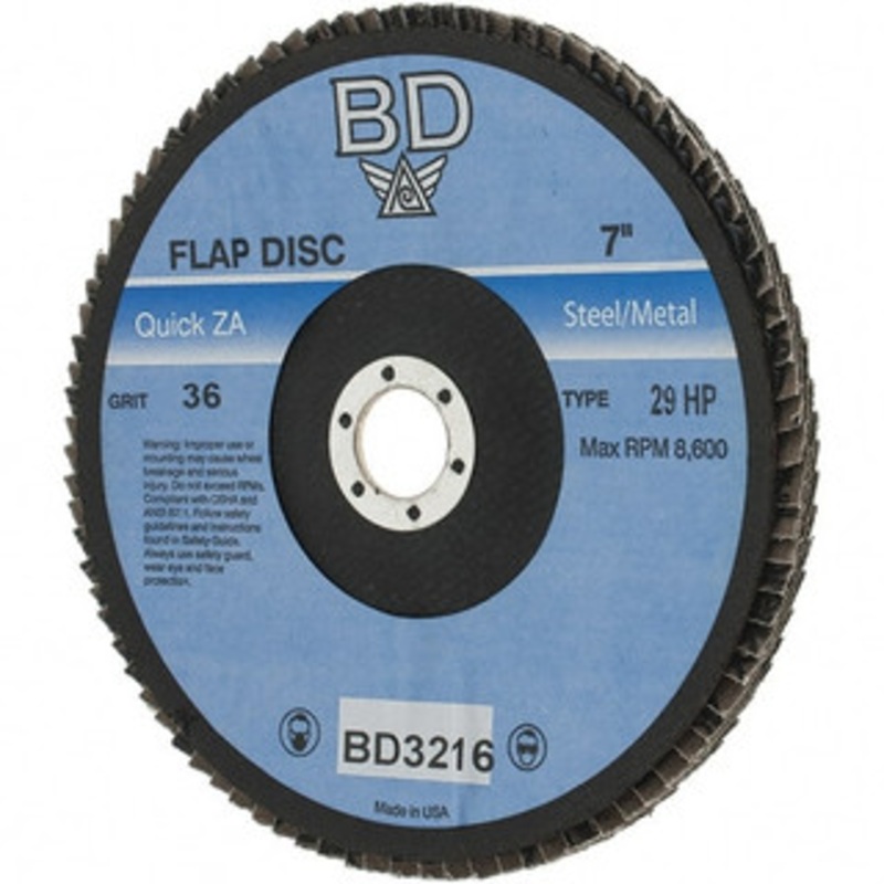 Value Collection 7 36 Grit 5/8-11 Center Hole Type 29 Zirconia Alumina Flap Disc Very Coarse Grade, Coated, Arbor Attachment BD3216 – 64706716