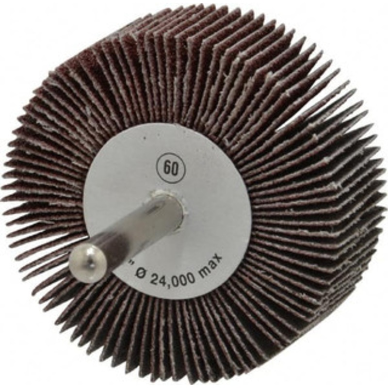 CGW Abrasives 2-1/2 Diam x 1 Face Width, Medium Aluminum Oxide Coated Mounted Flap Wheel 1/4 Shank Mount, 60 Grit, 23,000 Max RPM 39941 – 01823897