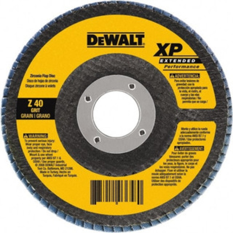 DeWALT 7 40 Grit 5/8-11 Center Hole Type 27 Zirconia Alumina Flap Disc Coarse Grade, Coated, Arbor Attachment, Cloth Backing, 8,700 RPM DW8270 – 40324816
