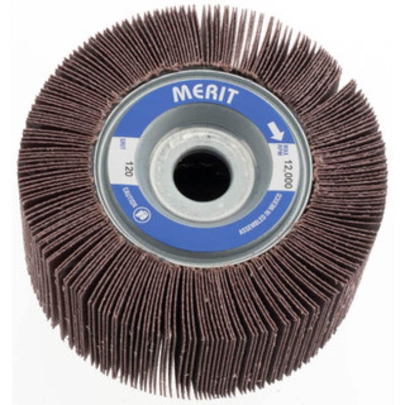 Merit Abrasives 4 x 2 120 Grit Aluminum Oxide Unmounted Flap Wheel Coated, Fine Grade, 5/8 Center Hole, 12,000 Max RPM 08834122058 – 08577934