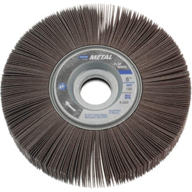 Norton 6 x 1 120 Grit Aluminum Oxide Unmounted Flap Wheel Coated, Fine Grade, 1 Center Hole, 6,200 Max RPM 63642502682 – 05099247
