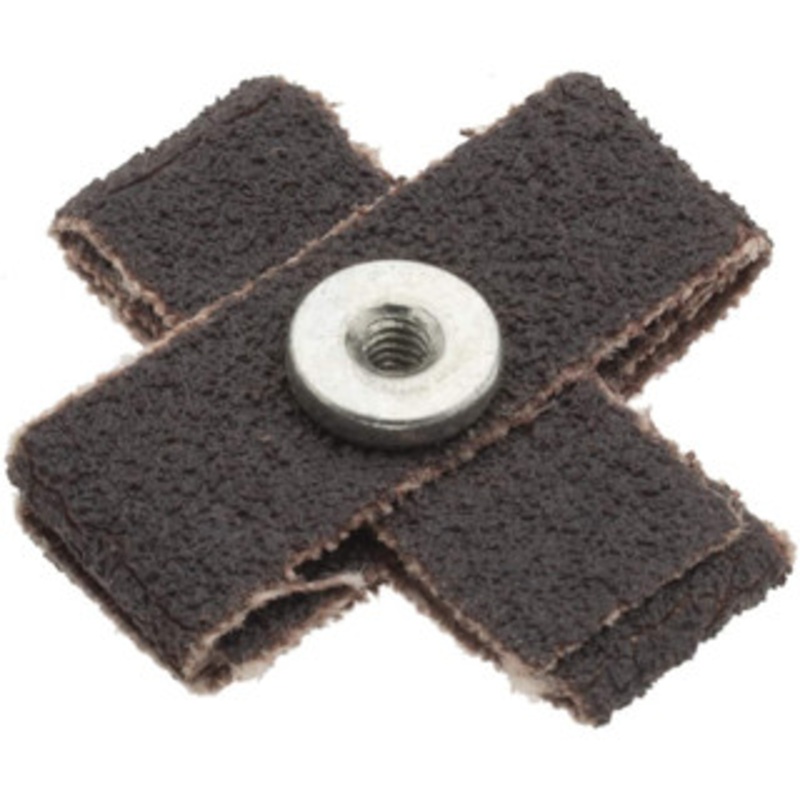 Norton 80 Grit, Medium Grade, Aluminum Oxide Cross Pad 1 Long x 1 Wide x 3/8 Thick, Cloth Backed, X Backing Weight, 8 Ply, 24,000 Max RPM 63642542372 – 70380084