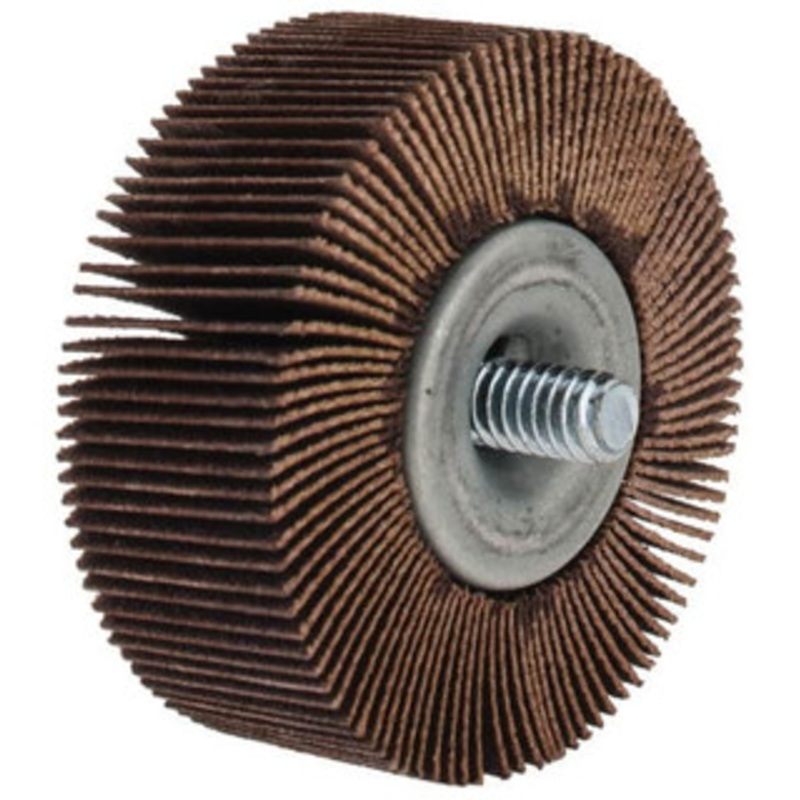 Merit Abrasives 2 Diam x 3/4 Face Width, Very Fine Aluminum Oxide Coated Mounted Flap Wheel 1/4-20 Threaded Mount, 180 Grit, Cloth Backing, 25,000 Max RPM 08834133011 – 72372121