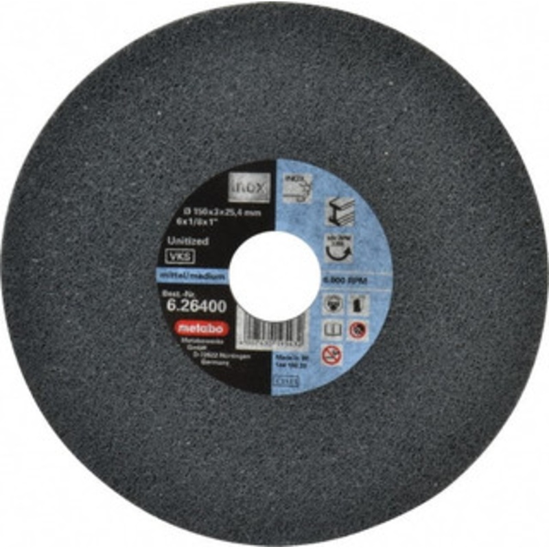 Metabo 6 Medium Grade Zirconia Alumina Deburring Disc 1 Center Hole, Spindle Mount Connection, Black 626400000 – 63477186