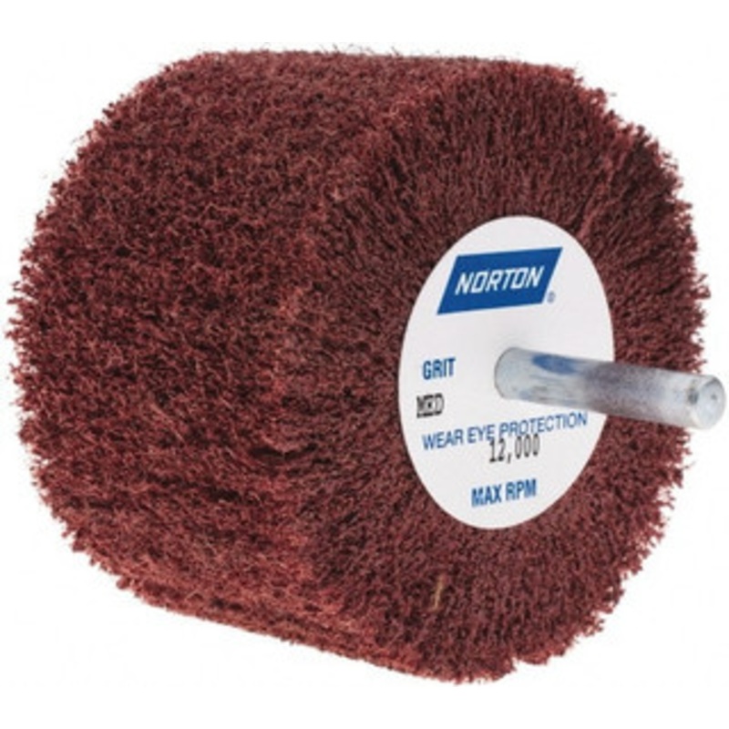 Norton 3 Diam x 2 Face Width, Medium Aluminum Oxide Nonwoven Mounted Flap Wheel 1/4 Shank Mount, 8,000 Max RPM 66261058474 – 96716071