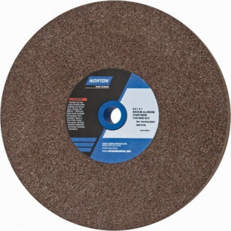 Norton 60/80 Grit Aluminum Oxide Bench & Pedestal Grinding Wheel 8 Diam x 1 Hole x 1 Thick, 3600 Max RPM, Medium Grade 07660788285 – 75941435