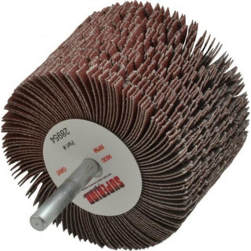 Superior Abrasives 3 Diam x 2 Face Width, Fine Aluminum Oxide Coated Mounted Flap Wheel 1/4 Shank Mount, 120 Grit, J Weighted Cloth Backing, 6,000 Max RPM 28954 – 01923739