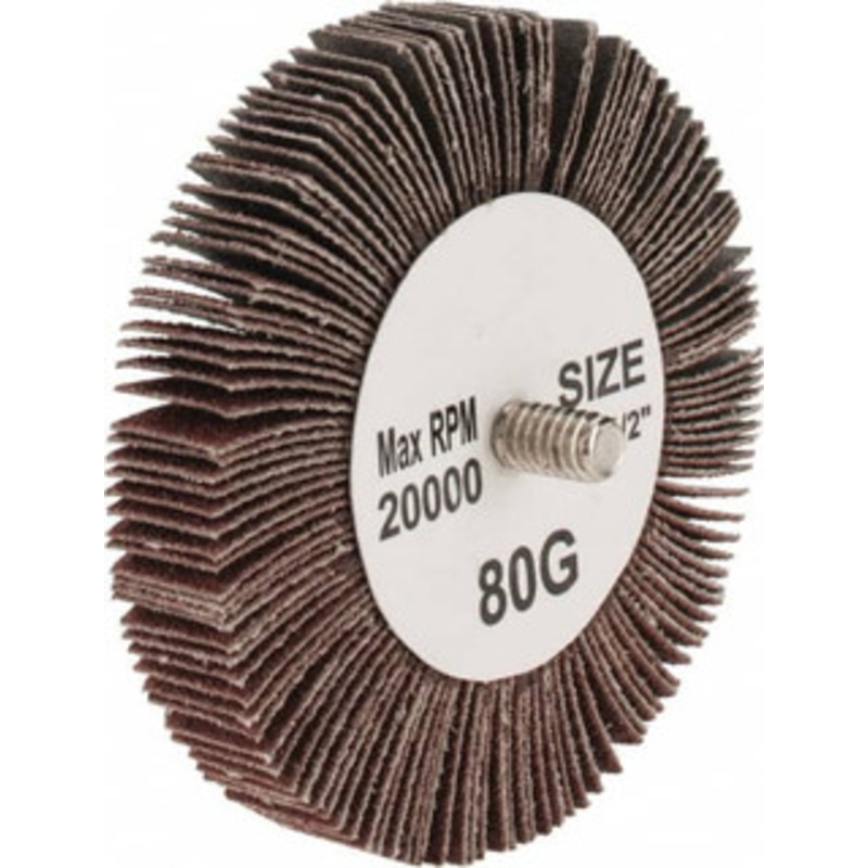 Tru-Maxx 3 Diam x 1/2 Face Width, Medium Aluminum Oxide Coated Mounted Flap Wheel 1/4-20 Threaded Mount, 80 Grit, 20,000 Max RPM SZQC980 – 87656567