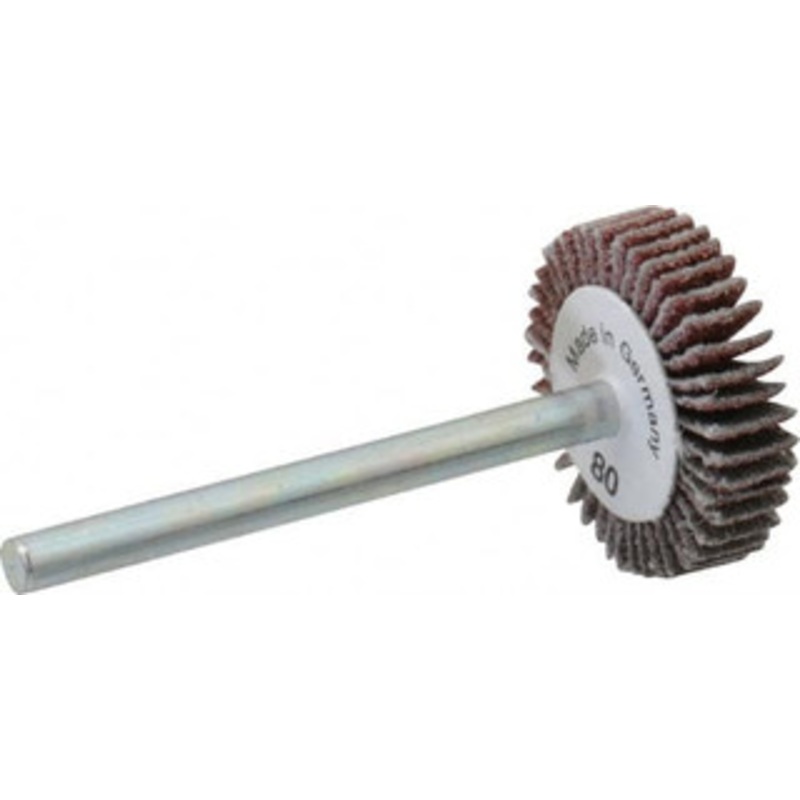 Value Collection 3/4 Diam x 3/16 Face Width, Medium Aluminum Oxide Coated Mounted Flap Wheel 1/8 Shank Mount, 80 Grit, X Weighted Cloth Backing, 35,000 Max RPM 112065 – 05096326