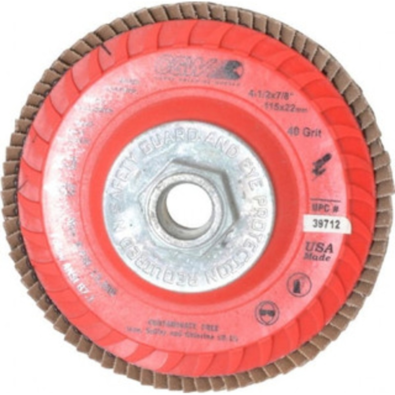 CGW Abrasives 4-1/2 40 Grit 5/8-11 Center Hole Type 27 Zirconia Alumina Flap Disc Medium Grade, Coated, Arbor Attachment, Poly Cotton Backing, 13,300 RPM 39712 – 78916905