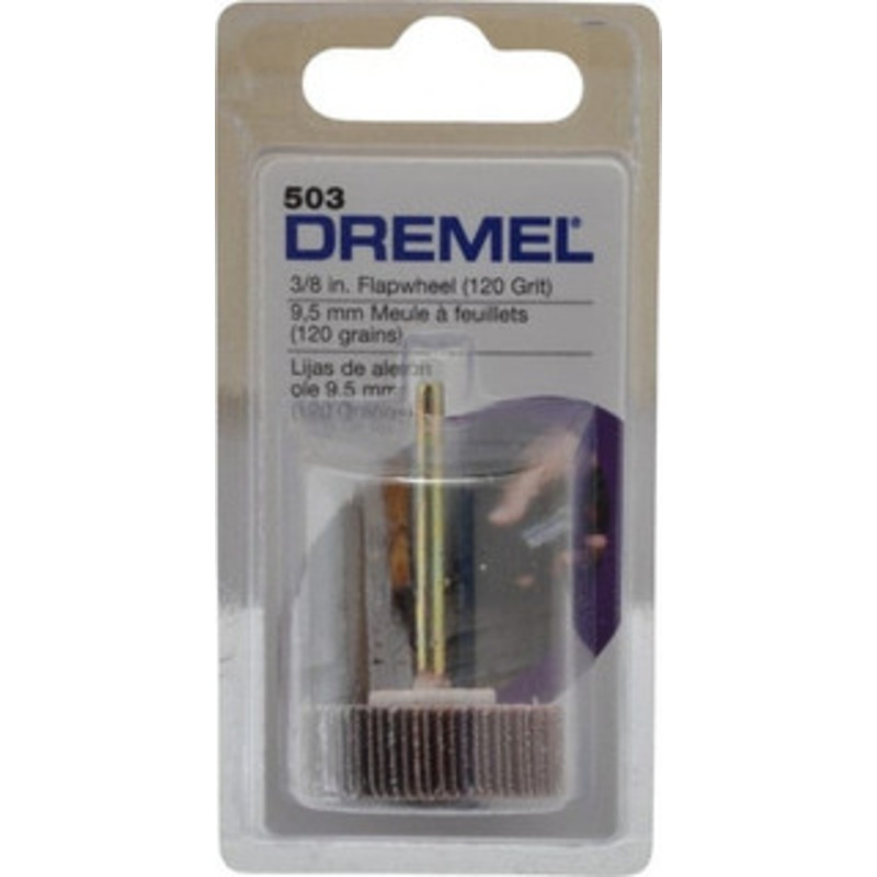 Dremel 3/8 Diam, Fine Aluminum Oxide Coated Mounted Flap Wheel 1/8 Shank Mount, 120 Grit 503 – 06633135