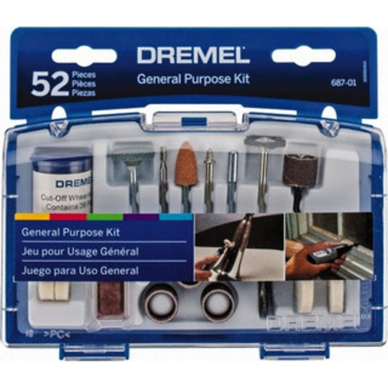 Dremel 52 Piece Cutoff Wheels, Dressing Stones, Wire Brush, Drum Sander, Grinding Stones, High Speed Cutters, Mandrels, Polishing Wheel & Sander Bands Set 687-01 – 48529812