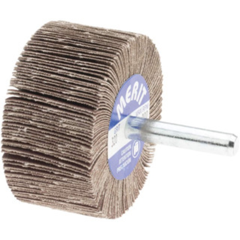 Merit Abrasives 2 Diam x 1 Face Width, Extra Fine Ceramic Alumina Coated Mounted Flap Wheel 1/4 Shank Mount, 320 Grit, Cloth Backing, 25,000 Max RPM 08834137375 – 72373244