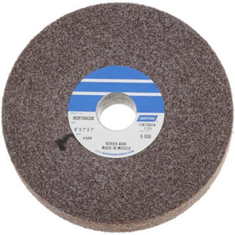 Norton 6 Diam, 1 Face Width, 1 Center Hole, Medium Grade, Aluminum Oxide Deburring Wheel Convolute, Hard Density 8 Grade, 6,000 RPM 66261004208 – 09313628