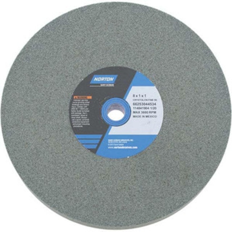 Norton 80 Grit Silicon Carbide Bench & Pedestal Grinding Wheel 8 Diam x 1 Hole x 1 Thick, 3600 Max RPM, Medium Grade 66253044534 – 75942383