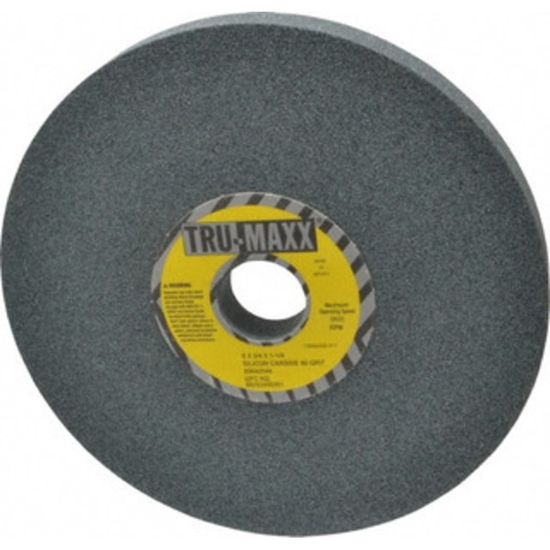 Tru-Maxx 80 Grit Silicon Carbide Bench & Pedestal Grinding Wheel 8 Diam x 1-1/4 Hole x 3/4 Thick, 3600 Max RPM, K Hardness, Medium Grade , Vitrified Bond 66253255261 – 85642544