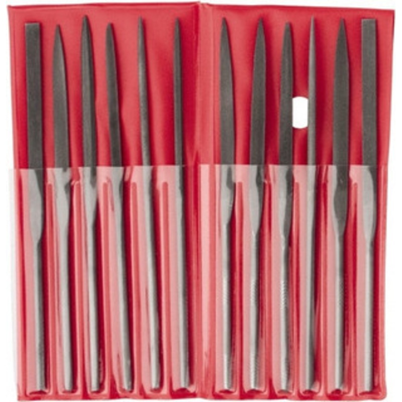 Value Collection 12 Piece Swiss Pattern File Set 5-1/2 Long, 2 Coarseness, Round Handle, Set Includes Barrette, Crossing, Equalling, Flat, Half Round, Knife, Round, Round Edge Joint, Slitting, Square, Three Square 382-0052 – 00673129