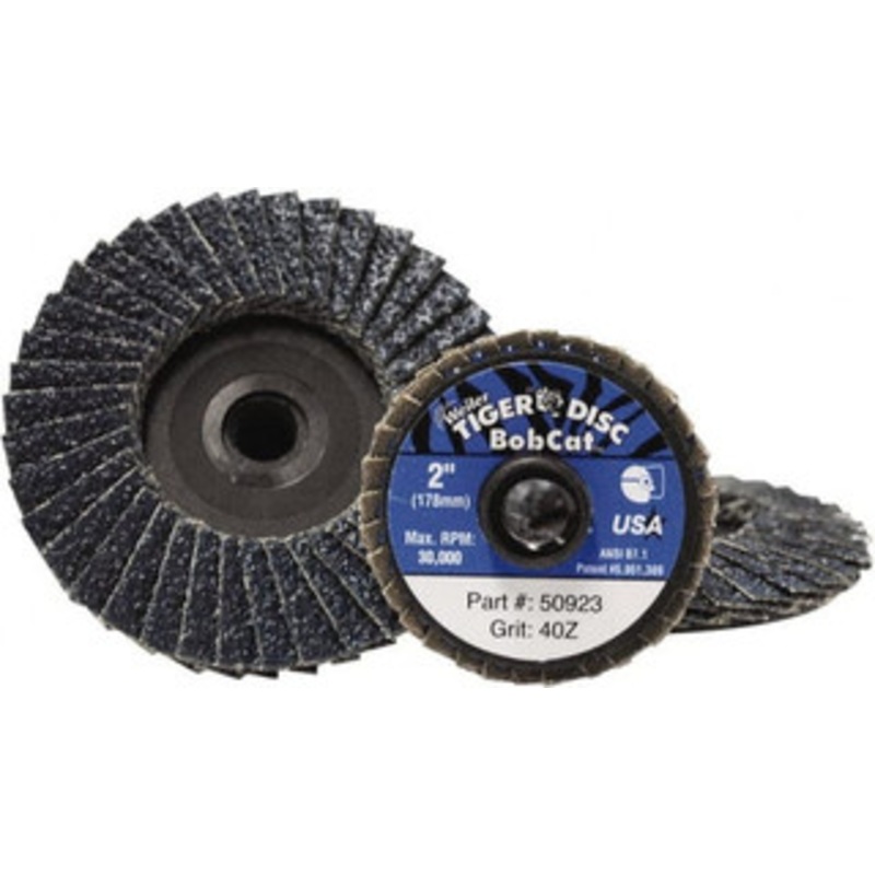 Weiler Abrasives 2 120 Grit Type 27 Zirconia Alumina Flap Disc Fine Grade, Coated, Quick Change Type S Attachment, Plastic Backing, 30,000 RPM 50936 – 60863750