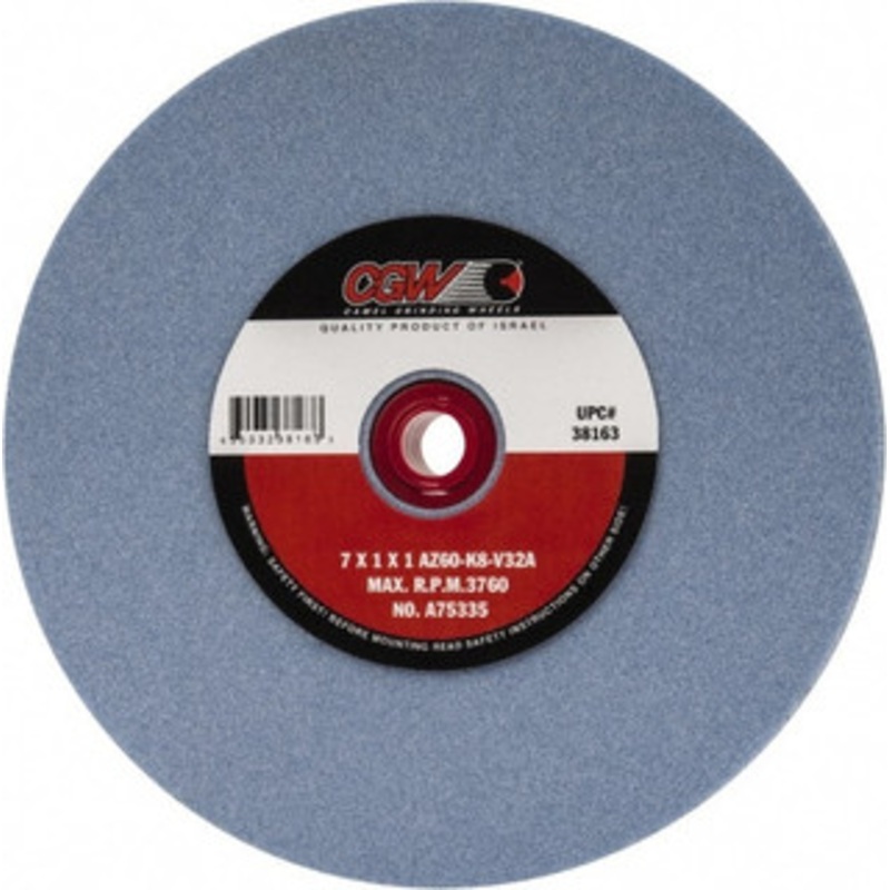 CGW Abrasives 60 Grit Aluminum Oxide Bench & Pedestal Grinding Wheel 7 Diam x 1 Hole x 1 Thick, 3760 Max RPM, K Hardness, Medium Grade , Vitrified Bond 38163 – 78202868