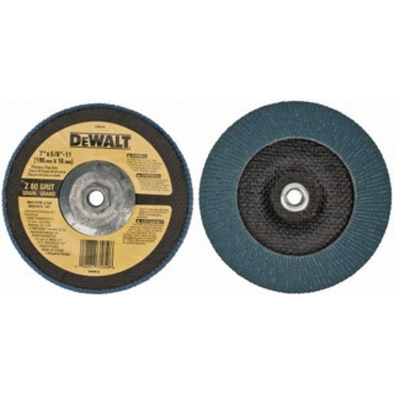 DeWALT 7 80 Grit 5/8-11 Center Hole Type 29 Zirconia Alumina Flap Disc Medium Grade, Coated, Arbor Attachment, Fiberglass Backing, 8,700 RPM DW8330 – 73201410
