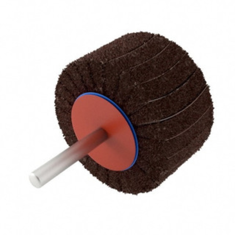 Superior Abrasives 2 Diam x 1 Face Width, Fine Aluminum Oxide Nonwoven & Coated Mounted Flap Wheel 1/4 Shank Mount, 120 Grit, Interleaf, 12,000 Max RPM 41107 – 00537944
