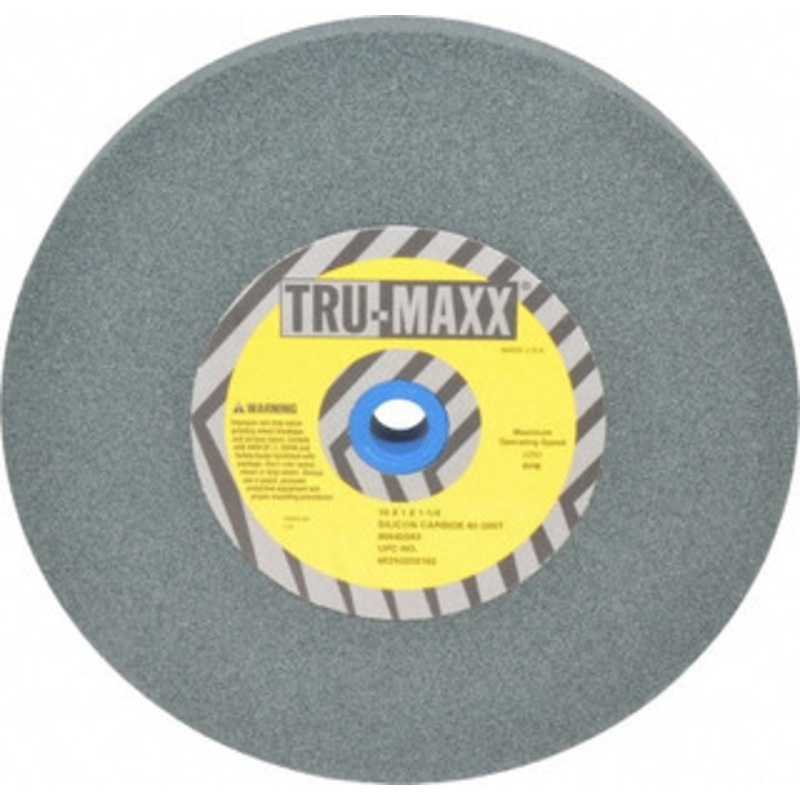Tru-Maxx 80 Grit Silicon Carbide Bench & Pedestal Grinding Wheel 10 Diam x 1-1/4 Hole x 1 Thick, 3250 Max RPM, K Hardness, Medium Grade , Vitrified Bond 66253255192 – 85642593