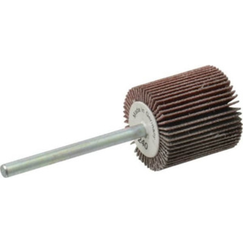 Value Collection 3/4 Diam x 3/4 Face Width, Very Fine Aluminum Oxide Coated Mounted Flap Wheel 1/8 Shank Mount, 240 Grit, X Weighted Cloth Backing, 35,000 Max RPM 112150 – 05096805
