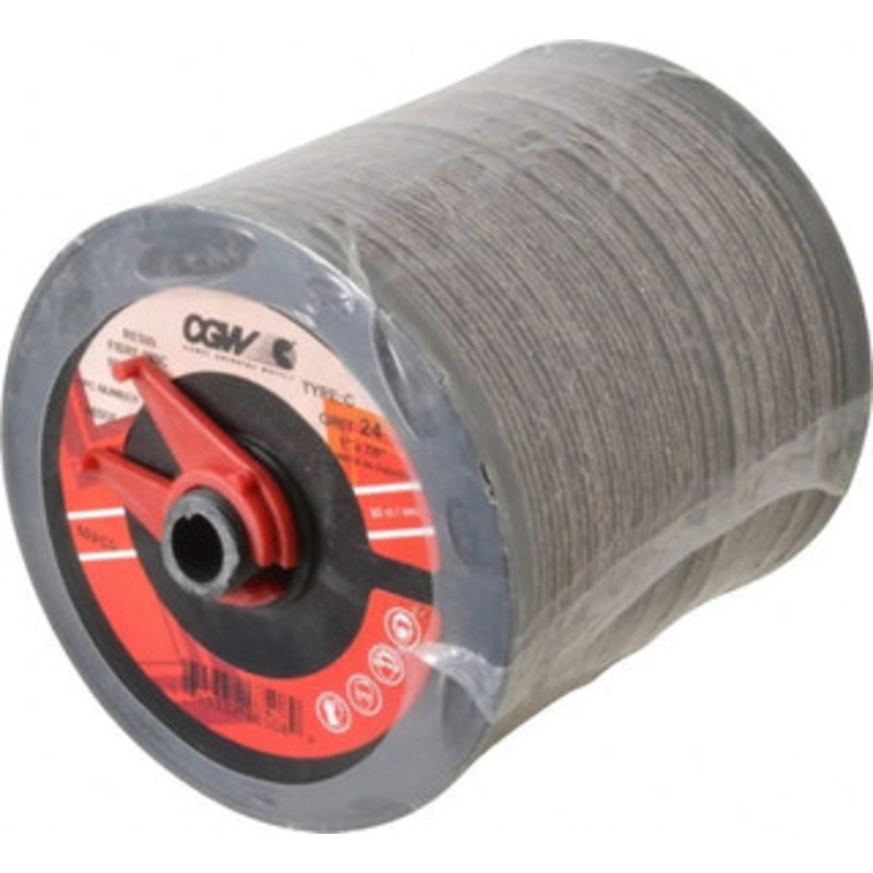 CGW Abrasives 5 Diam, 7/8 Hole, 24 Grit Aluminum Oxide Fiber Disc Very Coarse, 12,200 Max RPM 48508 – 89496707