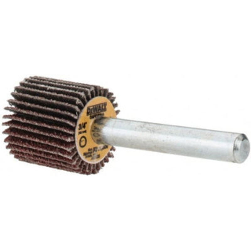 DeWALT 3/4 Diam x 3/4 Face Width, Medium Aluminum Oxide Coated Mounted Flap Wheel 1/4 Shank Mount, 60 Grit, Cloth Backing, 25,000 Max RPM DAFE1P0610 – 42233056