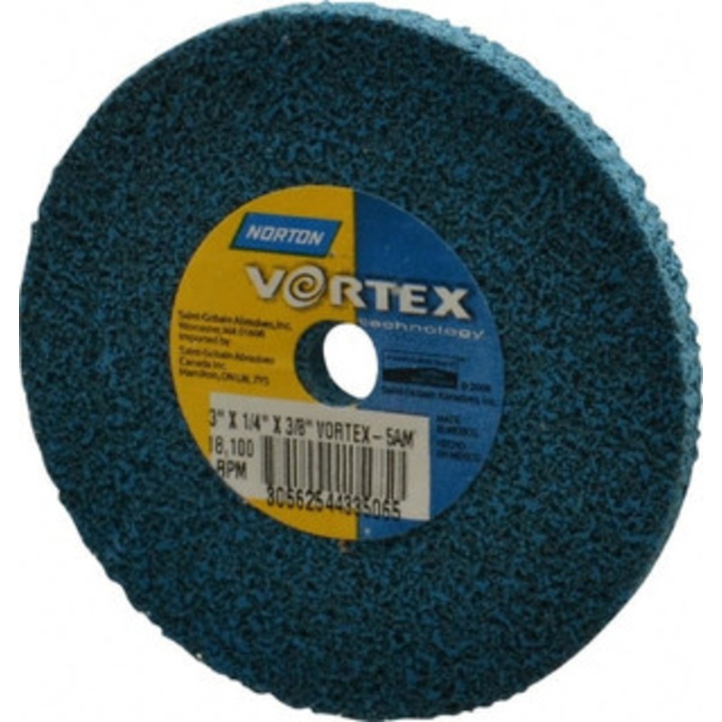 Norton 3 Diam, 1/4 Face Width, 3/8 Center Hole, Medium Grade, Aluminum Oxide Deburring Wheel Unitized, Medium Density 5 Grade 66254433506 – 45452422