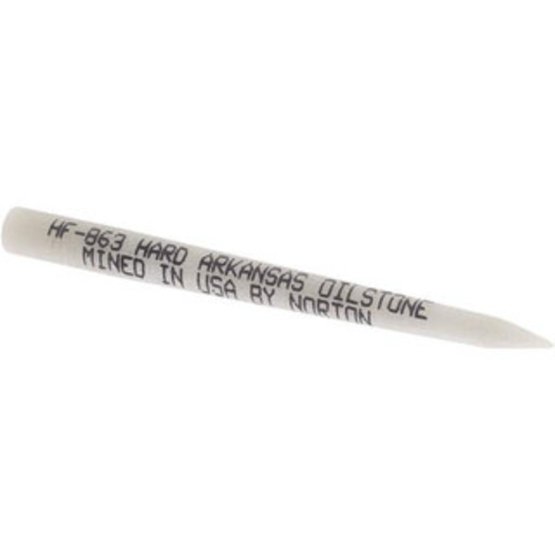 Norton 3 Long x 1/4 Diam x 1/4 Thick, Novaculite Sharpening Stone Round Tapered, Ultra Fine Grade 61463686825 – 05138631