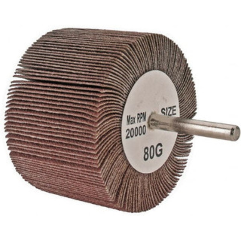 Tru-Maxx 3 Diam x 2 Face Width, Medium Aluminum Oxide Coated Mounted Flap Wheel 1/4 Shank Mount, 80 Grit, 20,000 Max RPM SZMFW1480 – 87661674