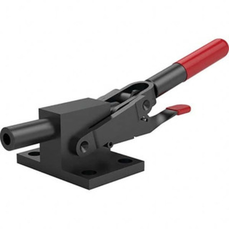 Destaco 2,499.88 Lb Load Capacity, Flanged Base, Carbon Steel, Standard Straight Line Action Clamp 4 Mounting Holes, 0.34 Mounting Hole Diam, 0.51 Plunger Diam, Straight Handle 5131-R – 61902631