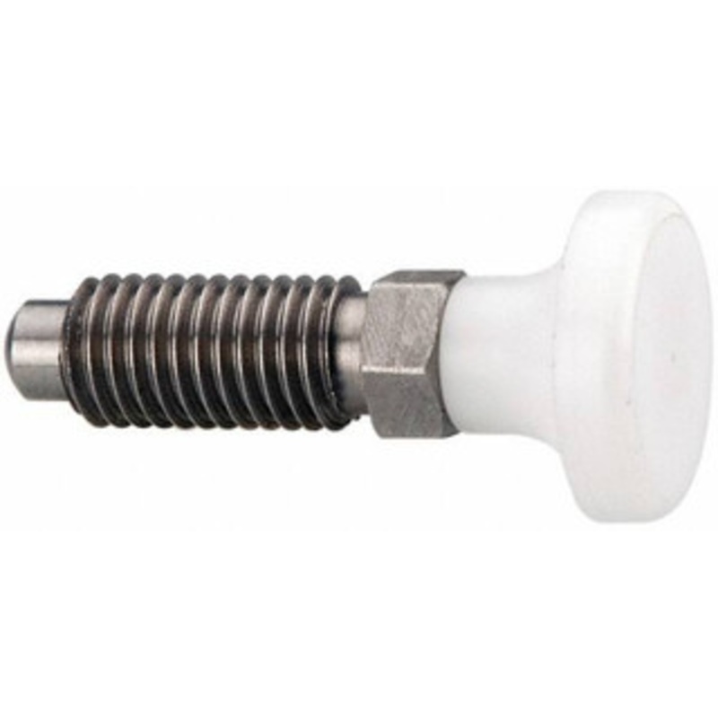 Gibraltar M12x1.75, 25mm Thread Length, 0.314 Max Plunger Diam, 0.56 Lb Init to 1.8 Lb Final End Force, Knob Handle Plunger Delrin Knob, 1.2 Body Length, 0.98 Length Under Head/Shoulder, 0.236 Plunger Projection MSDKN50-G – 40074510