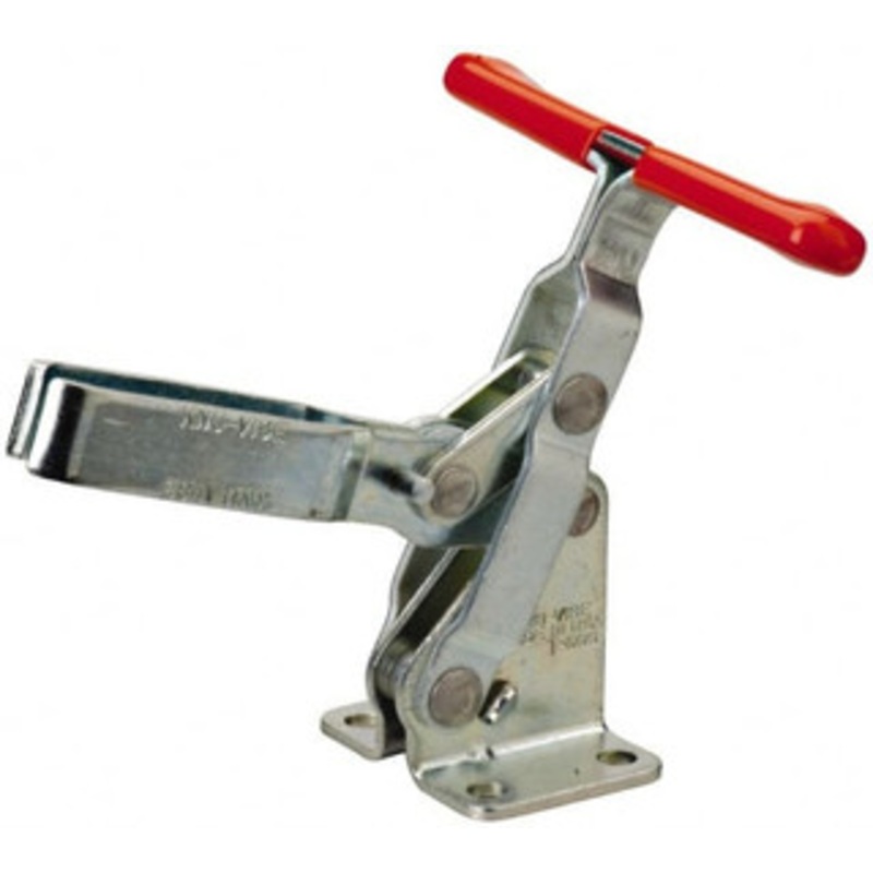 Knu-Vise 600 Lb Holding Capacity, Vertical Handle, Manual Hold Down Toggle Clamp 57 Handle Movement, 106 Bar Opening, U-Bar, Flanged Base, Carbon Steel T-600 – 71826887