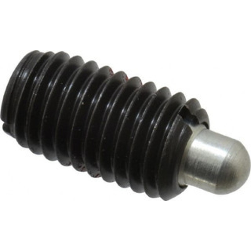 Jergens M12 x 1.75, 20.5mm Thread Length, 6.5mm Plunger Projection, Steel Threaded Spring Plunger 6.3mm Max Plunger Diam, 20.5mm Plunger Length, 0.77 Kg Init End Force, 3.86 Kg Final End Force 27175 – 82507112