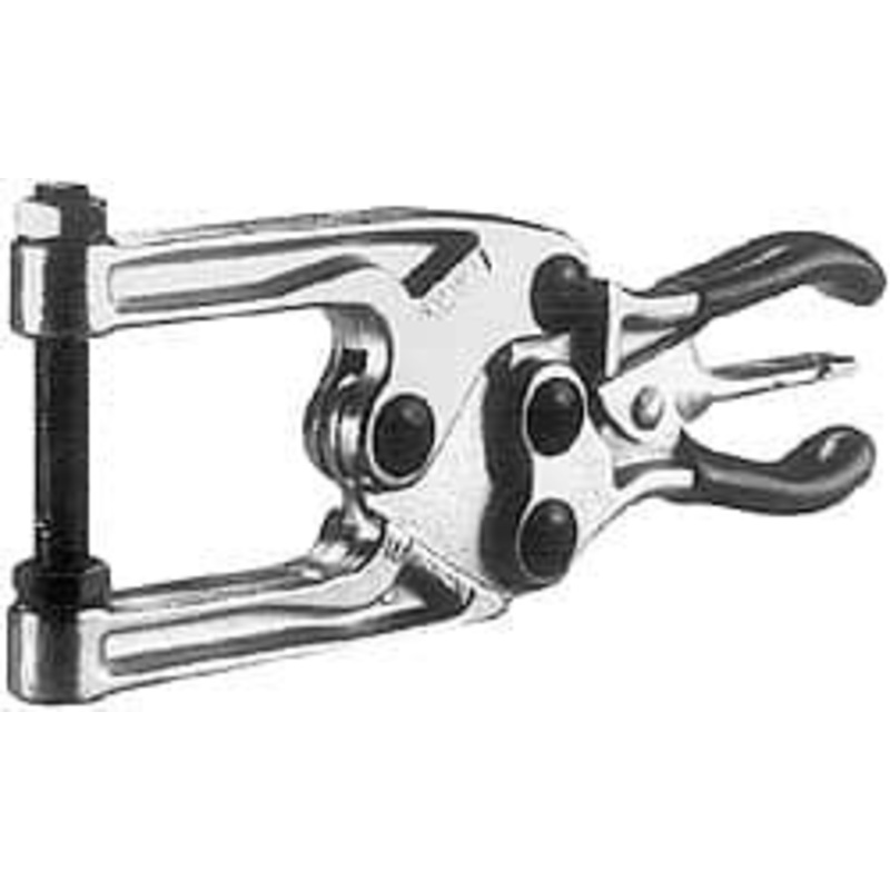 Knu-Vise 725.75 Kg Load Capacity, 2-1/4 Throat Depth, 9-3/4 OAL, Carbon Steel, C Style Plier Clamp 1-3/4 Max Jaw Capacity, 3/8-24 Spindle, 1.22 Open Throat Height, Orange Handle, Spindle End LUP-1600 – 08105298