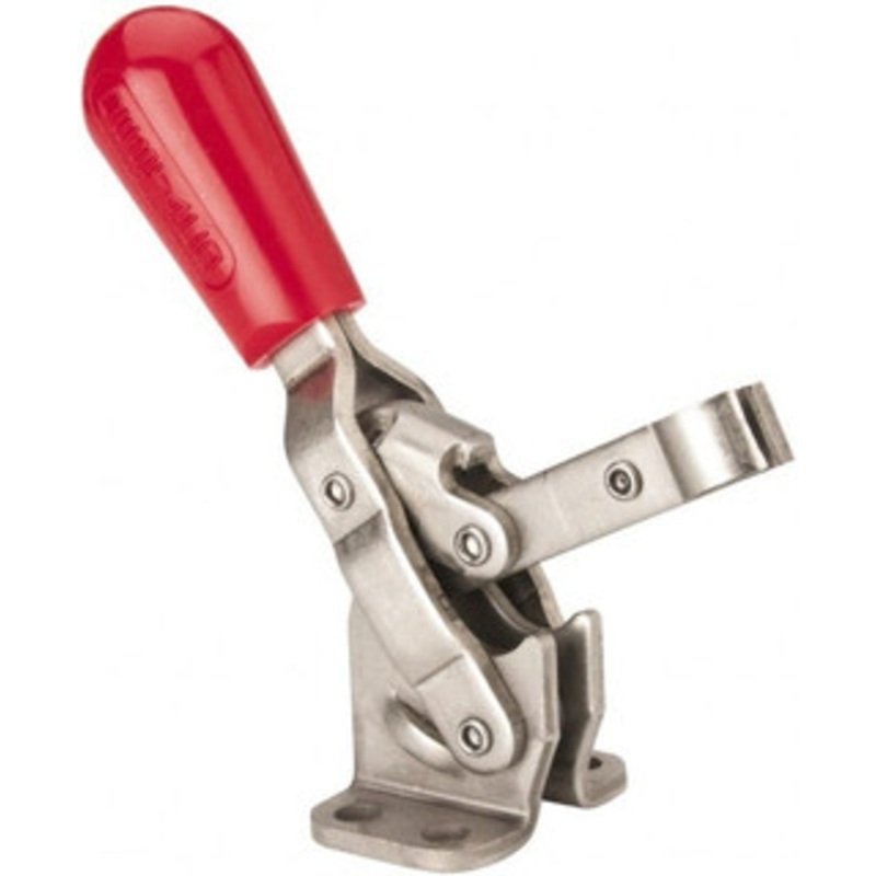 Destaco 250 Lb Holding Capacity, Vertical Handle, Manual Hold Down Toggle Clamp 65 Handle Movement, 105 Bar Opening, Solid Bar, Flanged Base, Electro-Plated Zinc, Stainless Steel 202-SS – 76988245